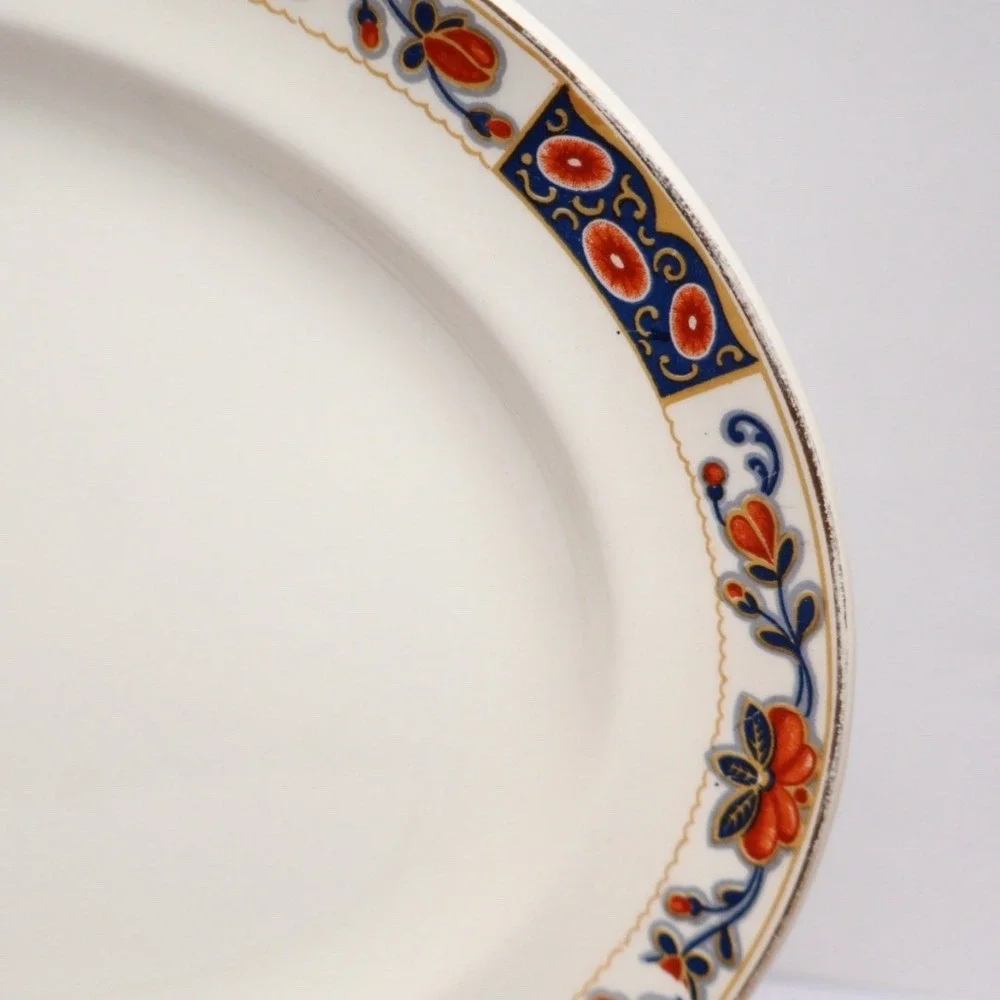 Antique Oval Serving Platter Floral Trim Made in England